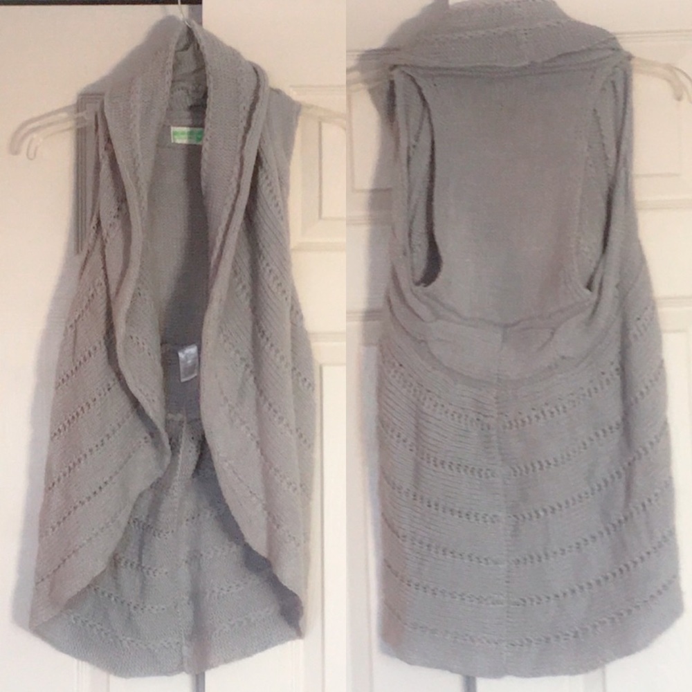 Cardigan layer Sweater Vest Knitted Open Front Boho Selena Gomez XS